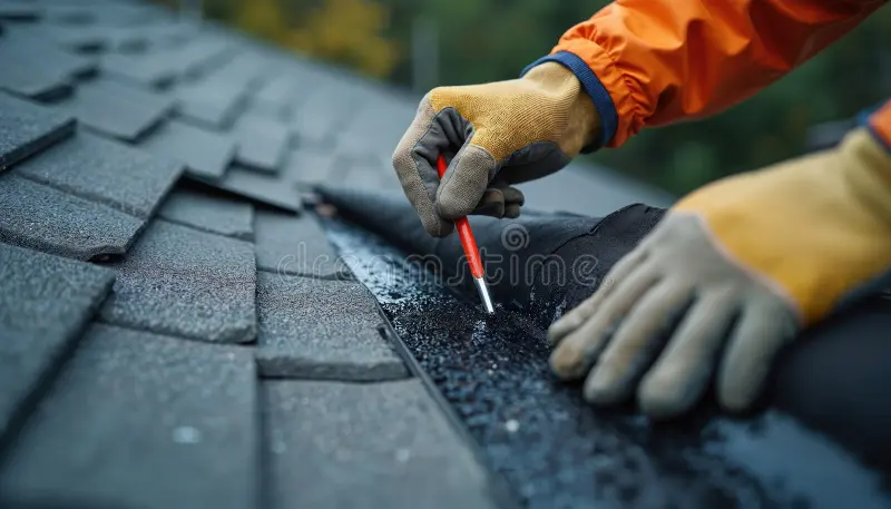 Roof valley repair on Surrey BC home — damaged valley flashing replaced by licensed roofer
